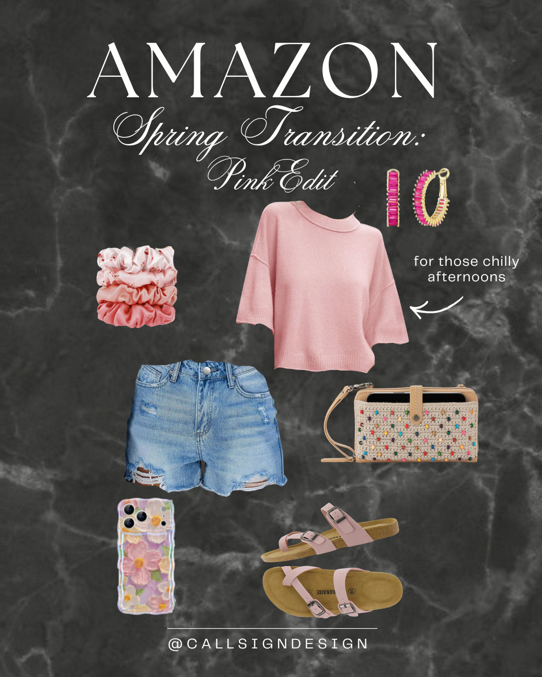 Pretty in pink for spring 🌸
A pink cropped sweater for those chilly afternoons, comfy jean shorts, matching pink sandals, and a playful beaded bag to finish it off. Why stop there? Embrace the season and change out your old phone case for something floral! 

 #LTKdayinmylife #LTKgrwm #LTKootd