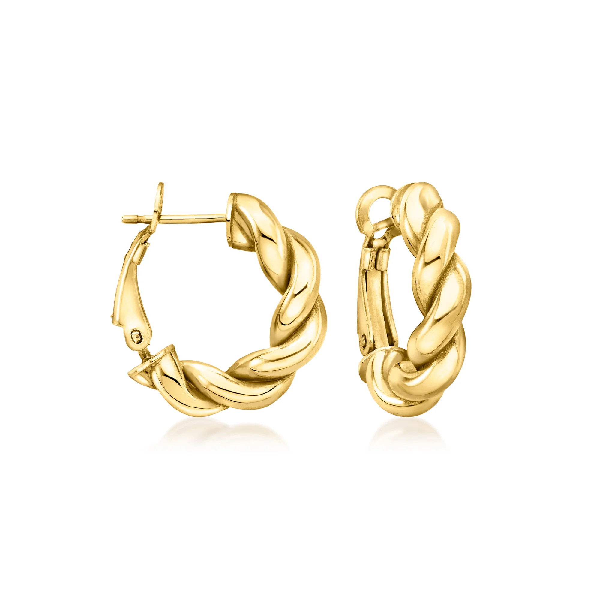 Italian 18kt Gold Over Sterling Twisted Huggie Hoop Earrings. 3/4" | Ross-Simons