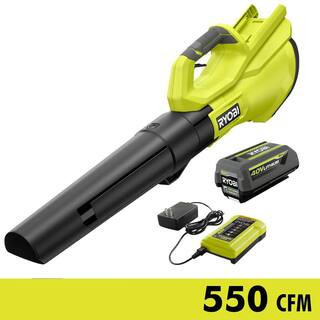 40V 120 MPH 550 CFM Cordless Battery Leaf Blower With 4.0 Ah Battery and Charger | The Home Depot