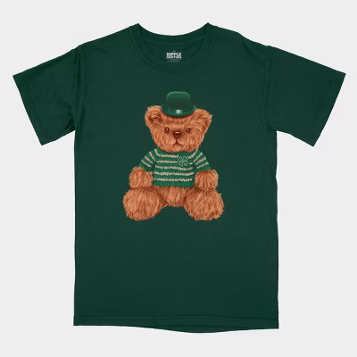 Men's Irish Bear Short Sleeve Graphic T-Shirt - Dark Green S | Target