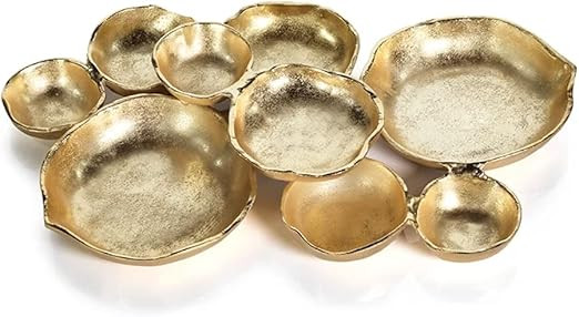 Zodax Cluster of 9 Round Serving Antique Gold Finish, Aluminum Base 19" x 12" x 2.5" | Amazon (US)