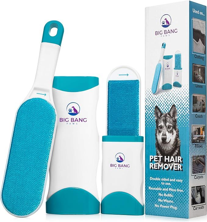 Pet Hair Remover Brush - Dog Hair Remover for Clothes - lint Brush pet Hair Remover - Reusable Fu... | Amazon (US)