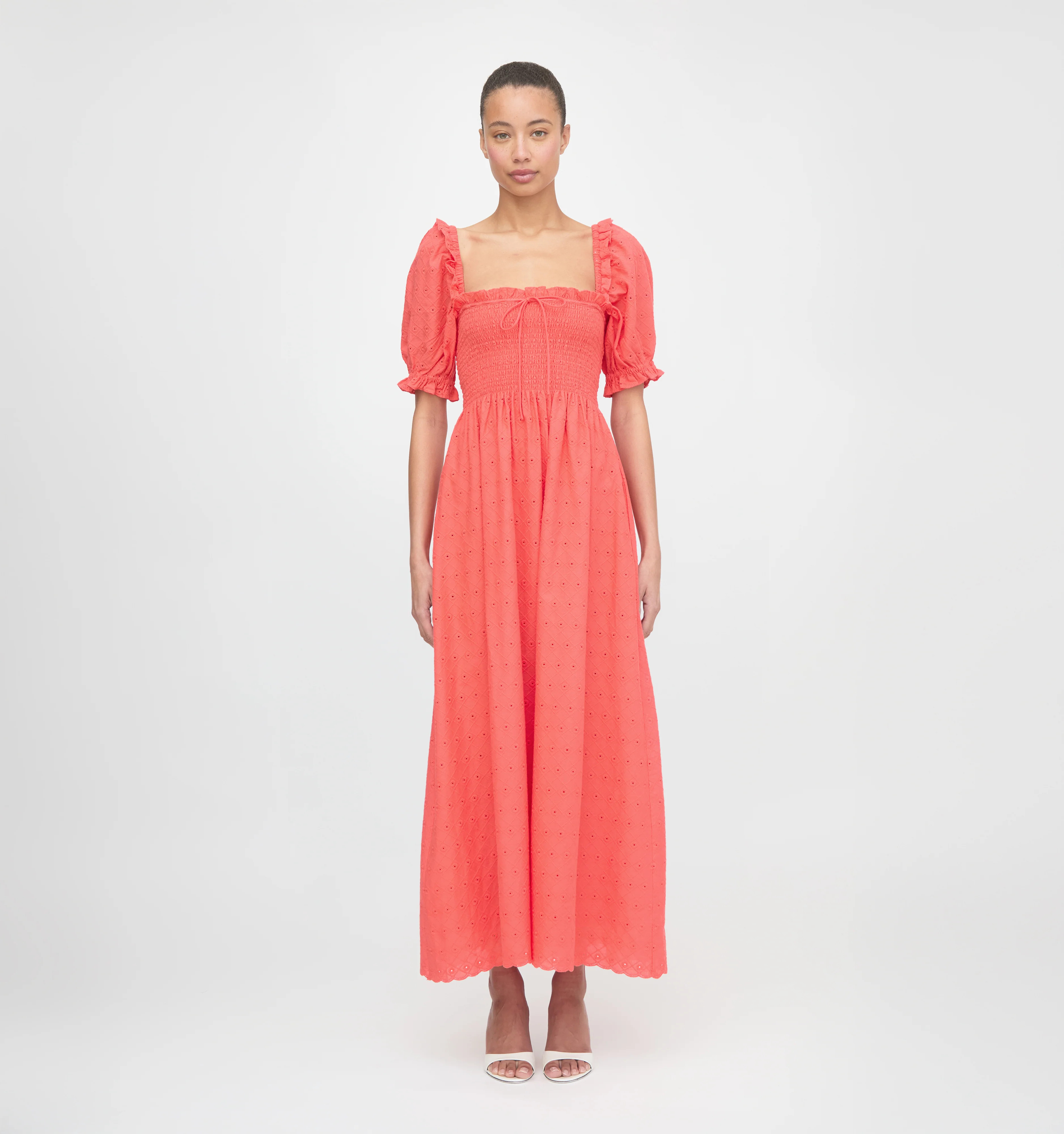 The Scarlett Nap Dress - Coral Daisy Broderie | Hill House Home US