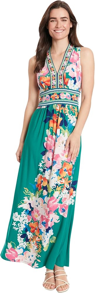 London Times Maxi vestidos casuales sin mangas con cuello en V para mujer | Amazon (US)