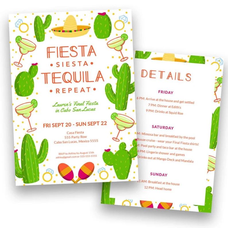 Final Fiesta Bachelorette Party Invitation Template – Editable Instant Download - Printable Bac... | Etsy (US)