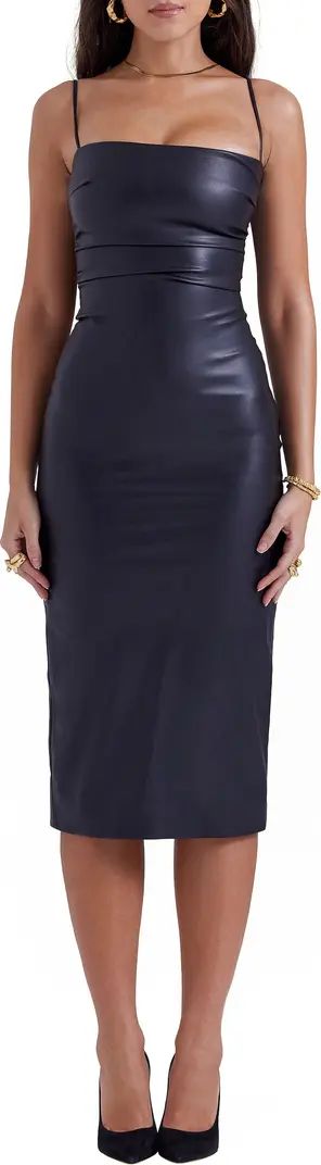 Jalena Lace-Up Back Faux Leather Cocktail Dress | Nordstrom