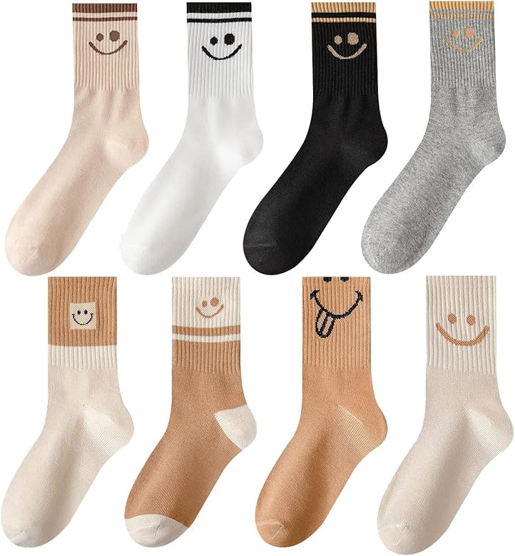 Lxagzy Cute Smiley Face Socks, Ankle Smile Socks Women,Novelty Funny Smiley Socks for Girls | Amazon (US)