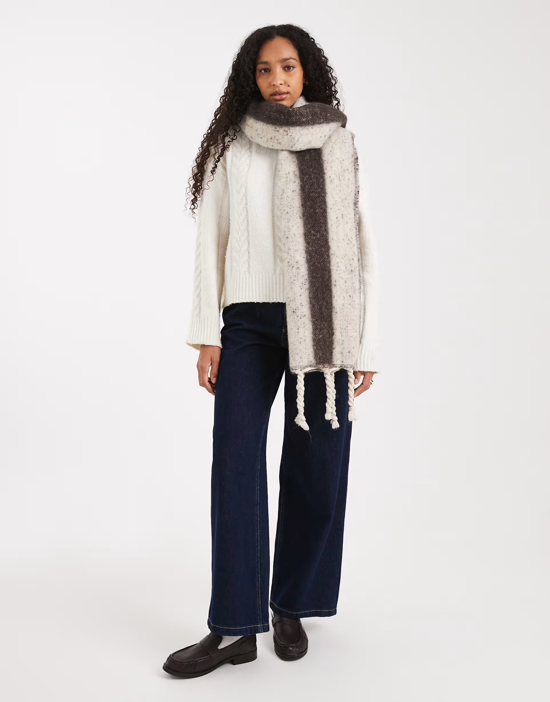 Glamorous stripe blanket scarf in grey and brown | ASOS (Global)