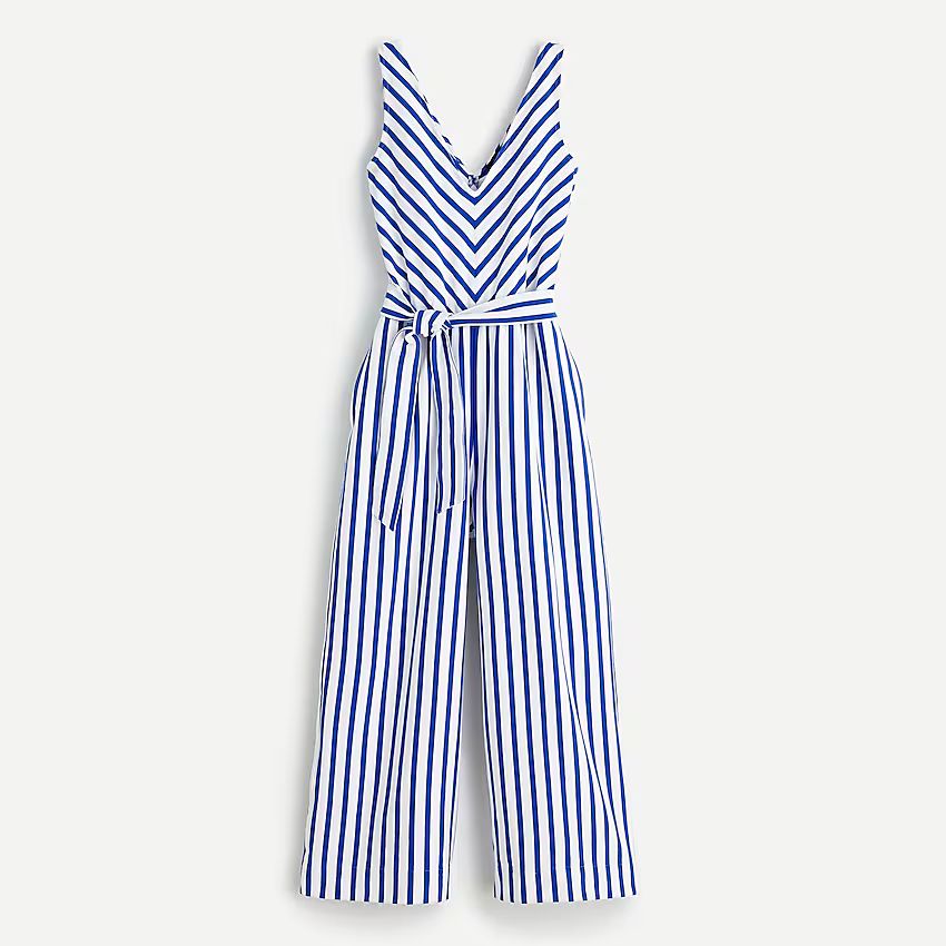 V-neck wide-leg jumpsuit in stripe | J.Crew US