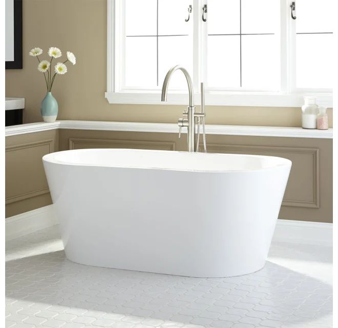 Leith 64-1/2" Free Standing Acrylic Soaking Tub with Center Drain | Build.com, Inc.