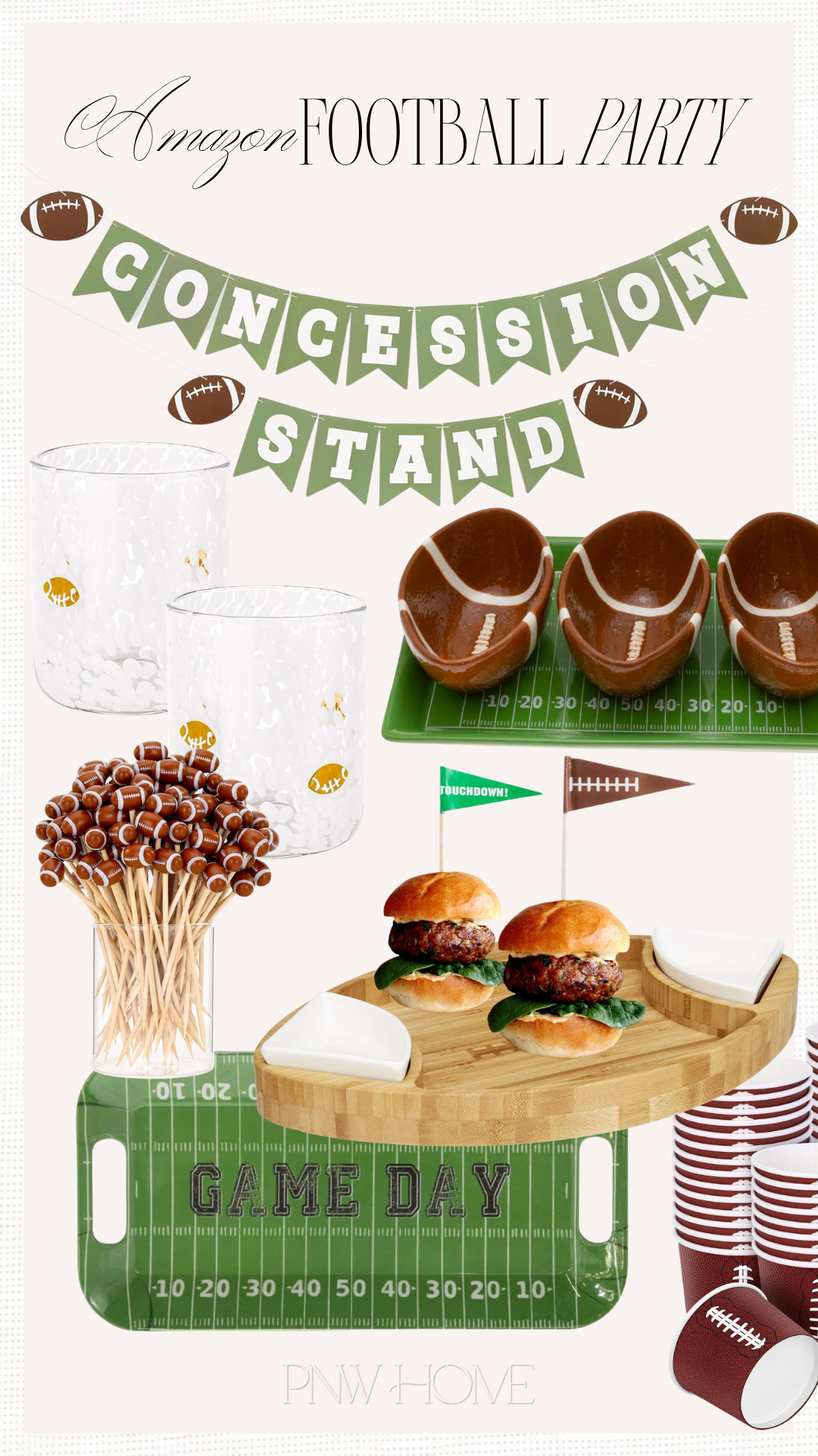 Finds for your next football watch party on Amazon!

football viewing, concession stands banner, football picks, party hosting, football icon glasses, football snack cups, football serving board, food trays, finger food party, football bowls, football turf tray, cupcake picks, slider picks 

 #LTKfoodie #LTKSeasonal #LTKHome