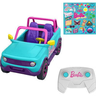 Barbie Hot Wheels RC SUV & Stickers, Battery-Powered Toy Truck, Fits 2 Barbie Dolls | Target