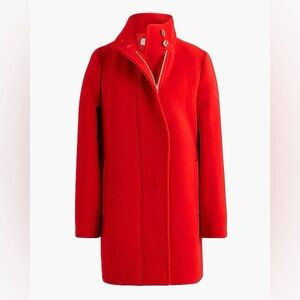 J Crew Factory City coat with button neck red classic cardinal NWT | Poshmark