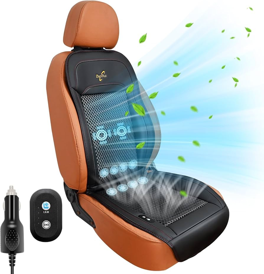 ZenRui Cooling Car Seat Cover with Massage,12V-24V Cooling Car Seat Cushion for Summer Driving,Ve... | Amazon (US)
