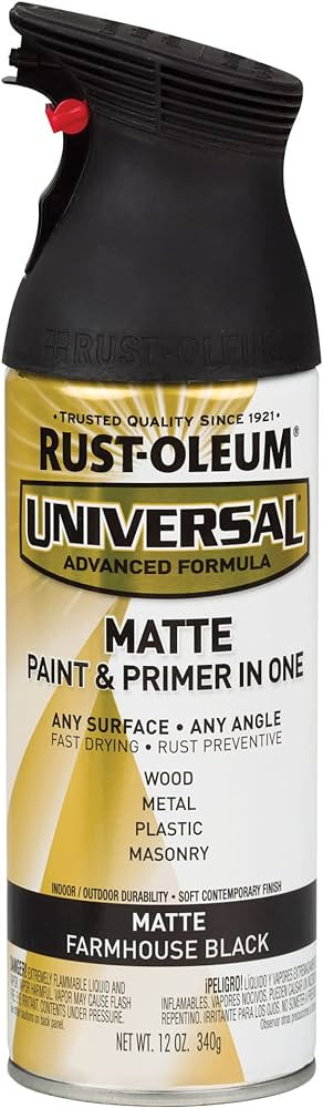 Rust-Oleum 330505 Universal All Surface Spray Paint, 12 oz, Matte Farmhouse Black | Amazon (US)