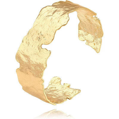 18K Gold Plated Cuff Bracelets Adjustable Dainty Bangle Handemade Jewelry for Women Irregular Twist 7 | Target