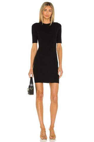 525 Open Back Fitted Rib Dress in Black from Revolve.com | Revolve Clothing (Global)
