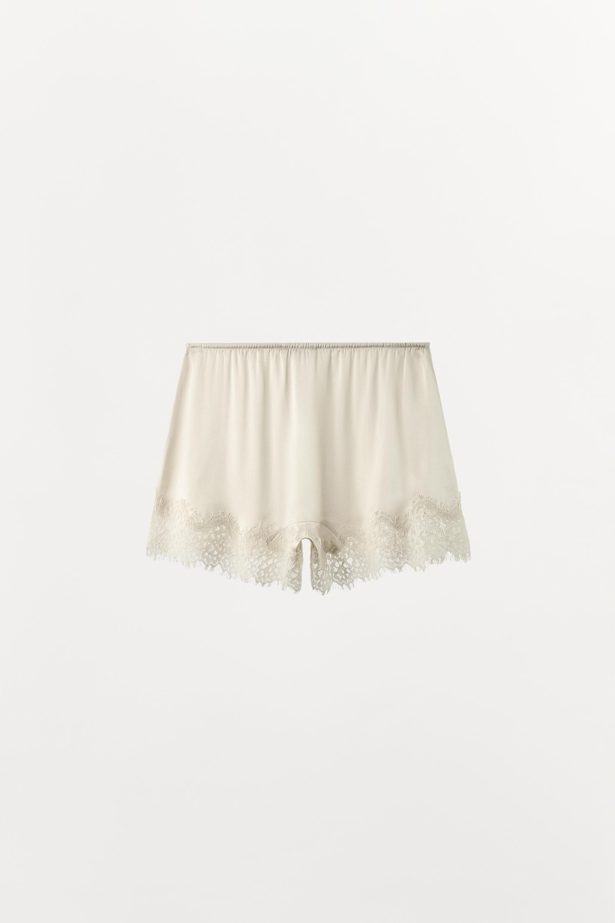 SILK BLEND LACE SHORTS | Zara US