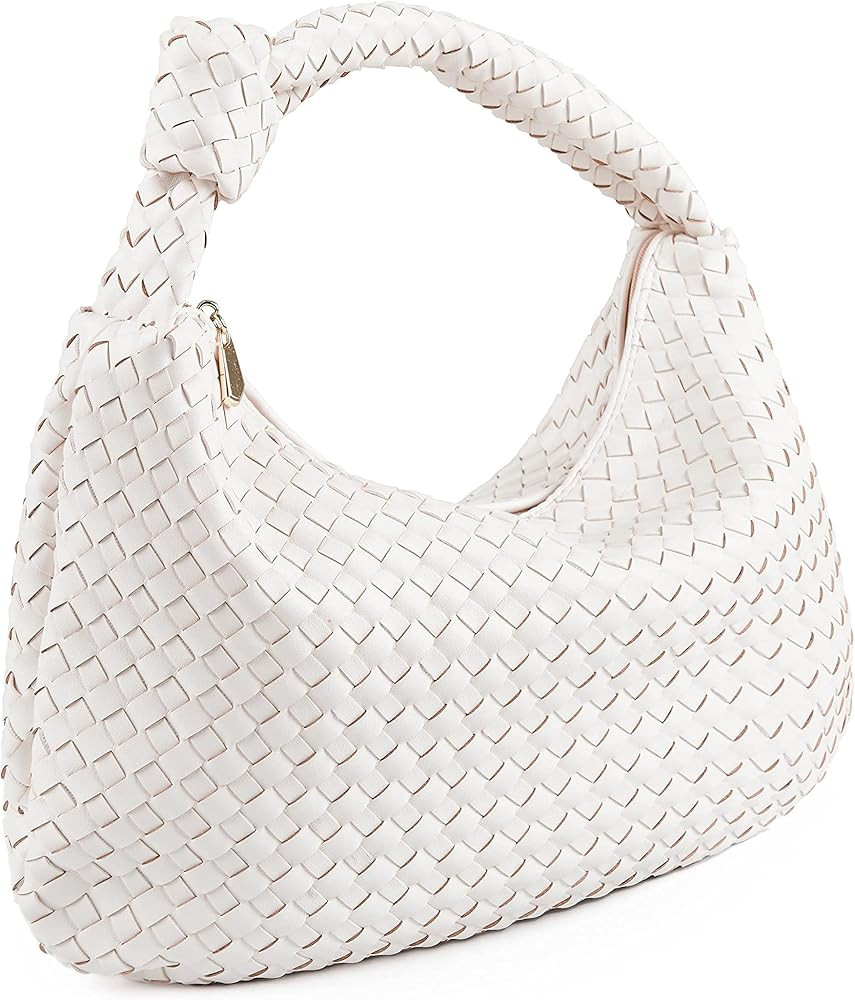 Women's Soft Faux Leather Tote Bag Top Handle Shoulder Bag Satchel Large Capacity Handbag (White) | Amazon (US)