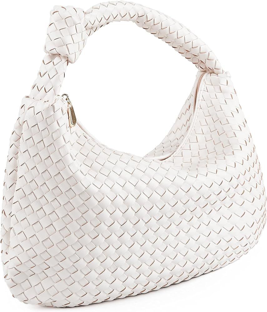Women's Soft Faux Leather Tote Bag Top Handle Shoulder Bag Satchel Large Capacity Handbag (White) | Amazon (US)