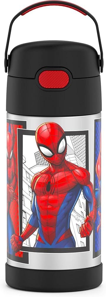 THERMOS FUNTAINER 12 Ounce Stainless Steel Vacuum Insulated Kids Straw Bottle, Spider-Man | Amazon (US)