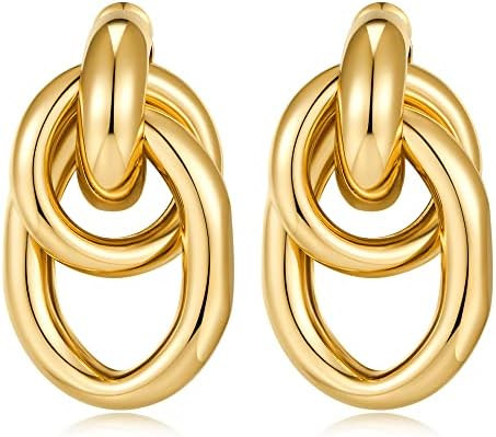 Gold Geometric Drop Dangle Earrings for Women Long Link Dangle Earrings Jewelry | Amazon (US)
