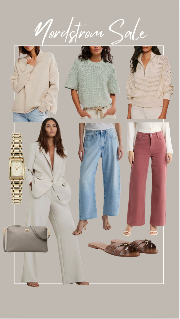 Some great finds at the Nordstrom Spring Savings event! Pieces that are timeless and classy! I wear a 29 in the jeans, medium in the blazer, M in the tops and got my true size 8 in the trousers. This bag, watch and sandals! OMG!  

 

#LTKSaleAlert #LTKMidsize #LTKPetite