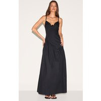 Black Plunge Asymmetric Detail Maxi Dress | PrettyLittleThing US