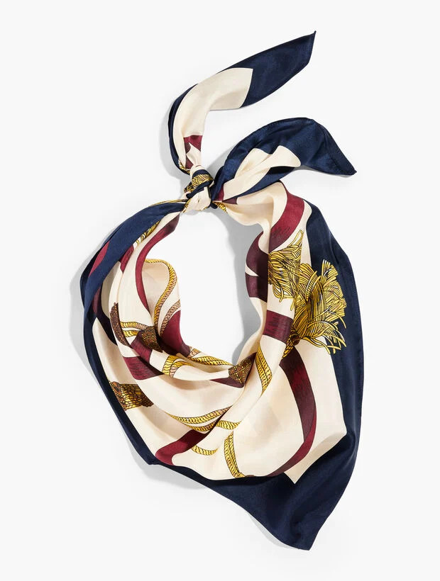 Ribbon & Tassels Silk Square Scarf | Talbots
