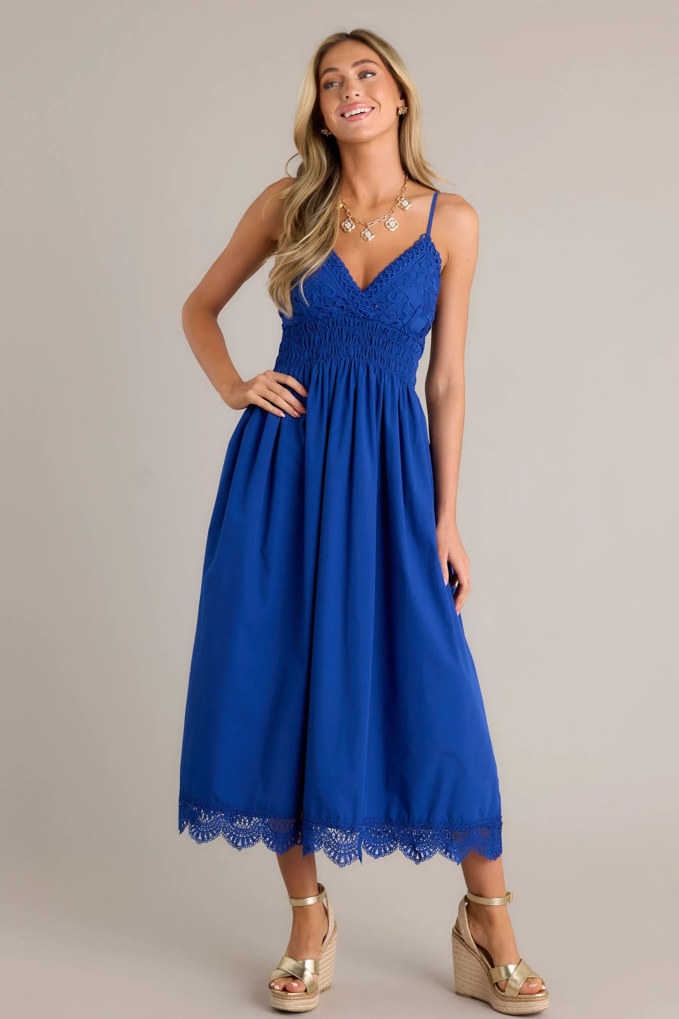 Ethereal Elegance Royal Blue Maxi Dress | Red Dress
