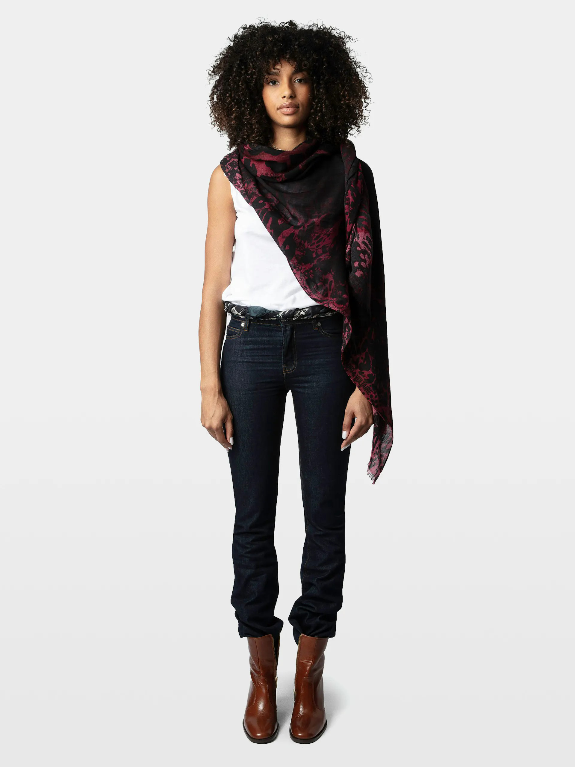 Foulard Léopard Rouge En Laine | Zadig&Voltaire | Zadig & Voltaire (FR)