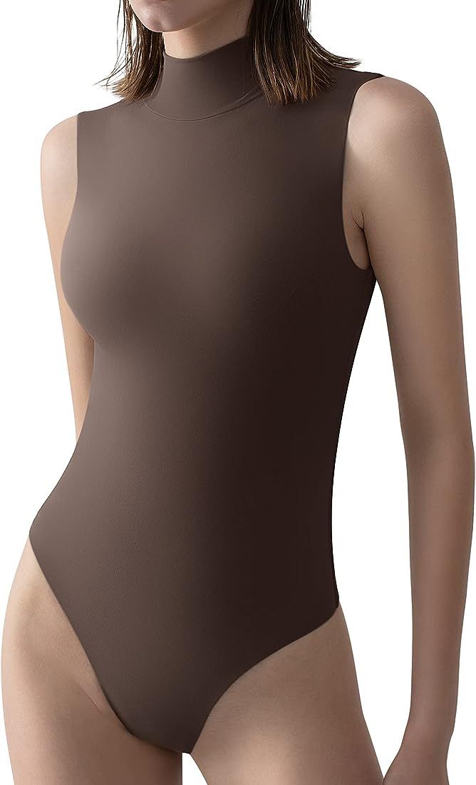 Women's Mock Turtle Neck Sleeveless Bodysuit Sexy Tank Tops Sharp Collection | Amazon (US)