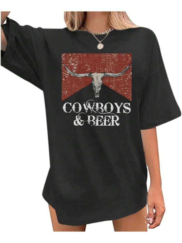 Cowboys & Beer  T Shirt  | SHEIN
