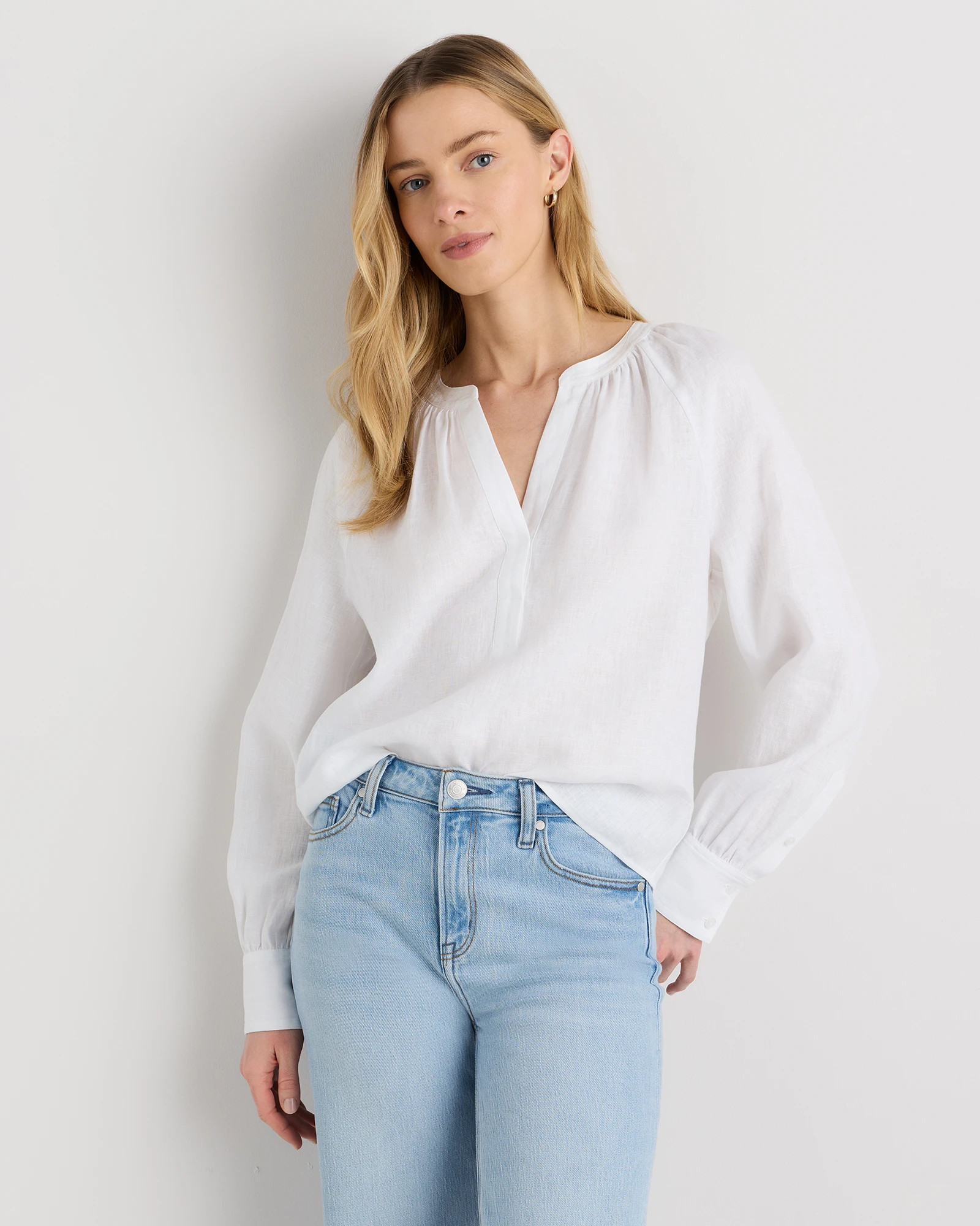 100% European Linen Peasant Top | Quince