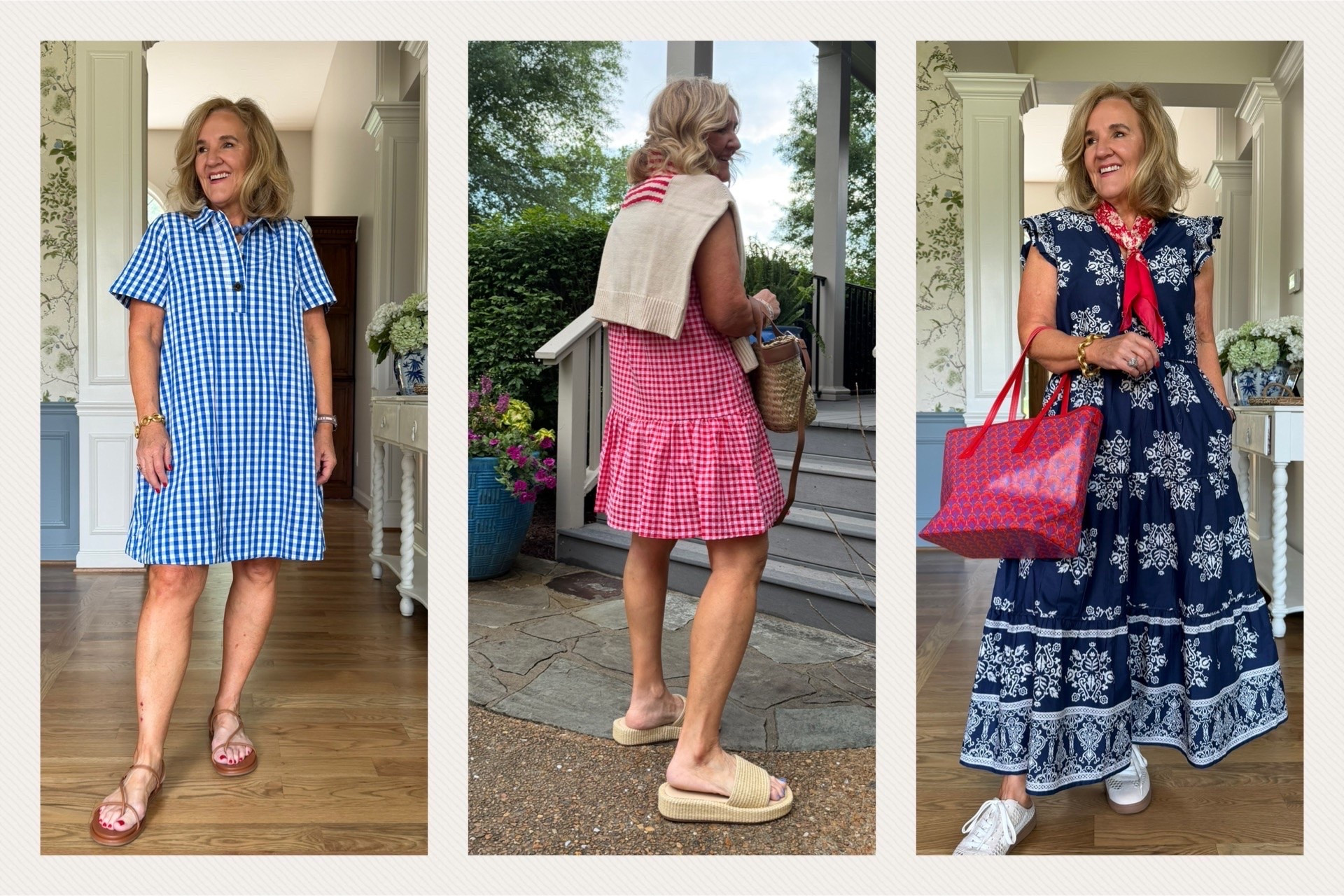 A few red white and blue looks to order today! Celebrate America’s 250th birthday! 
Blue gingham size medium petite. The solid red comes in reg length. 
Red gingham medium 
Flag sweater medium (15% off at Avara with code NANETTE15)
Blue bandana print maxi size medium
Tote is a splurge and I love it by liberty of London

#LTKSaleAlert #LTKOver40 #LTKSeasonal