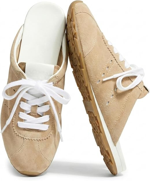 Sneaker Mules for Women Slip On Suede Backless Casual Flat Shoes | Amazon (US)