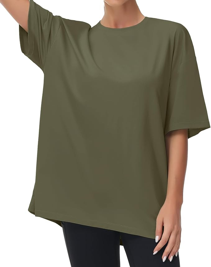 THE GYM PEOPLE Women's Casual Oversized T-Shirts Summer Crewneck Short Sleeve Workout Basic Tee T... | Amazon (US)