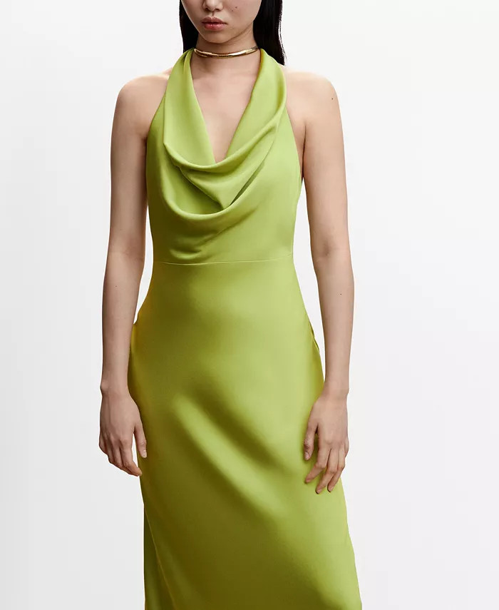 Women's Draped Neck Satin Dress | Macys (US)