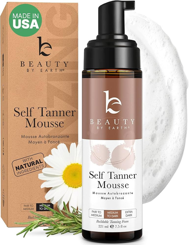 Self Tanner Mousse - USA Made with Natural & Organic Ingredients, Self Tanning Mousse for Dark Fa... | Amazon (US)