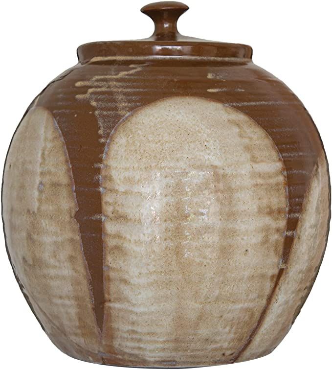 Creative Co-Op Farmhouse Stoneware Lid, Brown Reactive Glaze Jar | Amazon (US)