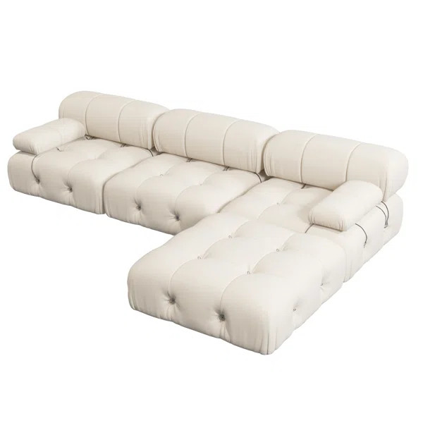 104" Wide Velvet Reversible Modular Sofa & Chaise with Ottoman | Wayfair North America