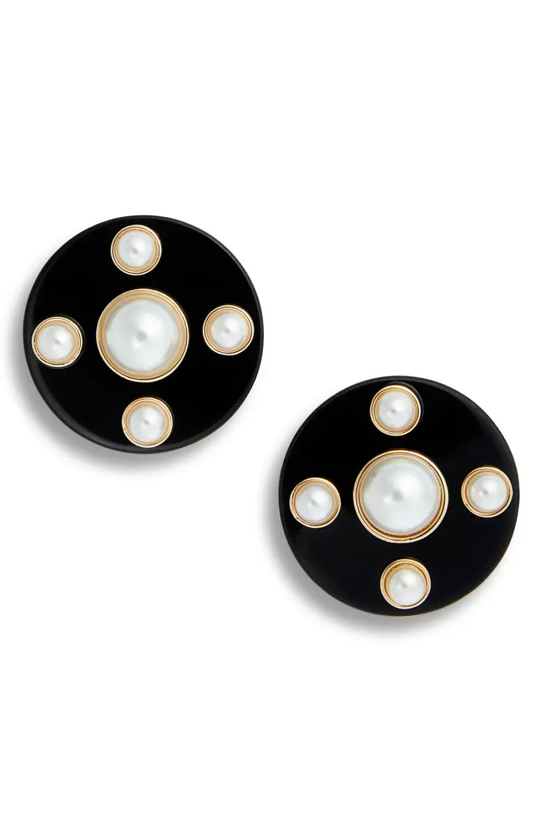 Carolina Herrera Faux Pearl Disc Stud Earrings | Nordstrom | Nordstrom