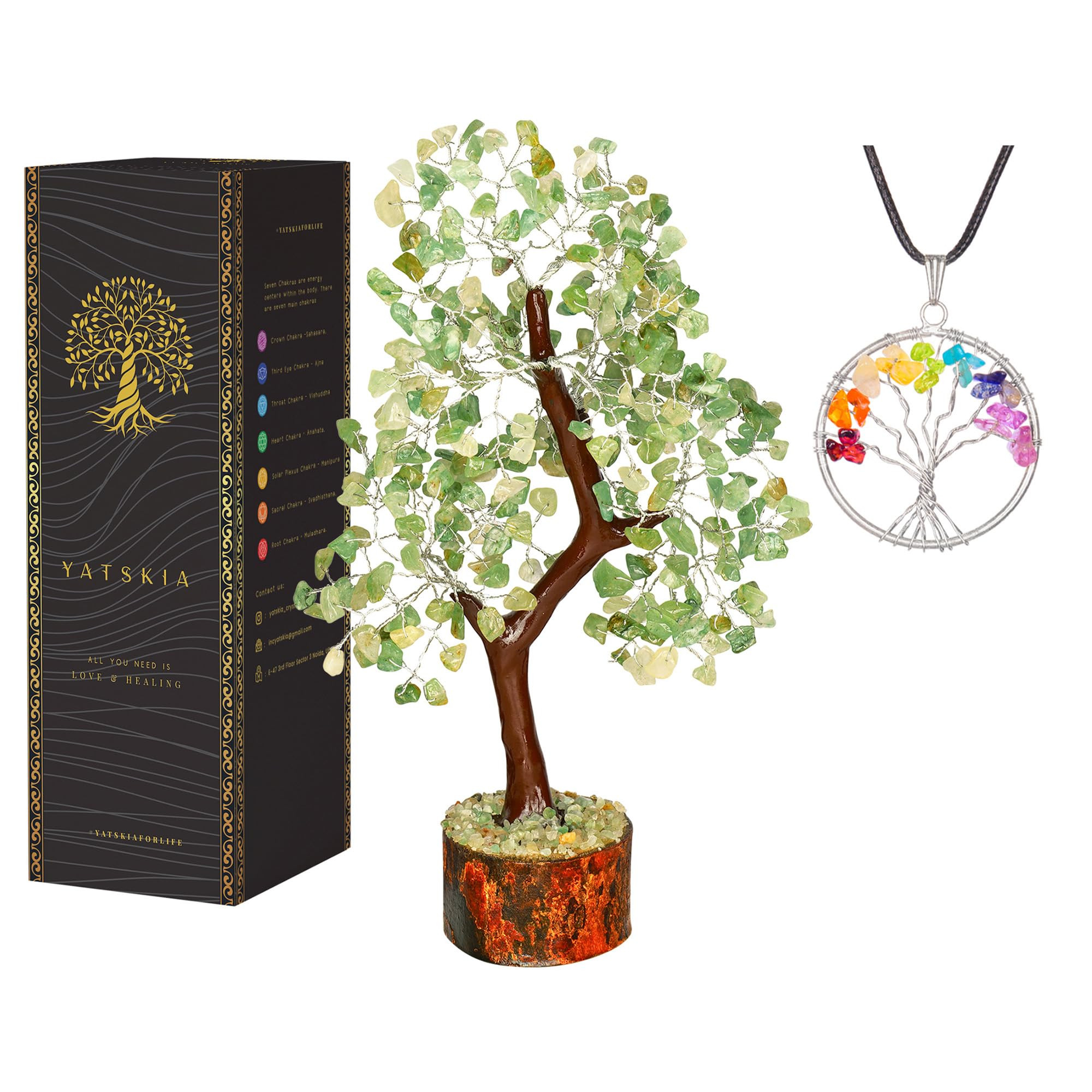 YATSKIA Green Jade Crystal Tree of Life - Crystals and Stones - Gemstone Tree - Crystals Decor - ... | Amazon (US)