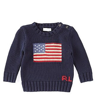 Ralph Lauren Baby Boys Long Sleeve American Flag Sweater - 9 Months | Dillard's