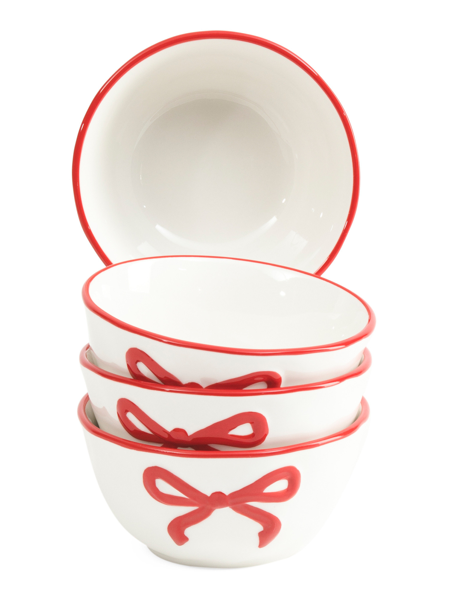 Set Of 4 Hand Painted Bow Side Bowls | TJ Maxx