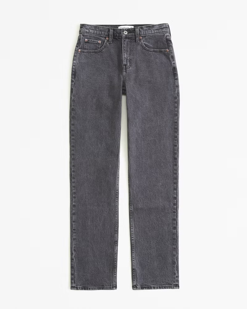 Abercrombie & Fitch Women's Mid Rise 90s Straight Jean in Grey - Size 31 LONG | Abercrombie & Fitch (US)
