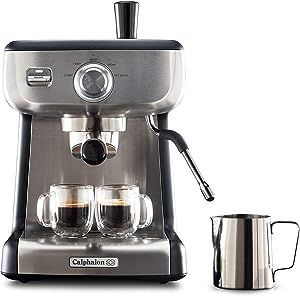 Calphalon Espresso Machine with Tamper, Milk Frothing Pitcher, and Steam Wand, Temp iQ 15-Bar Pum... | Amazon (US)