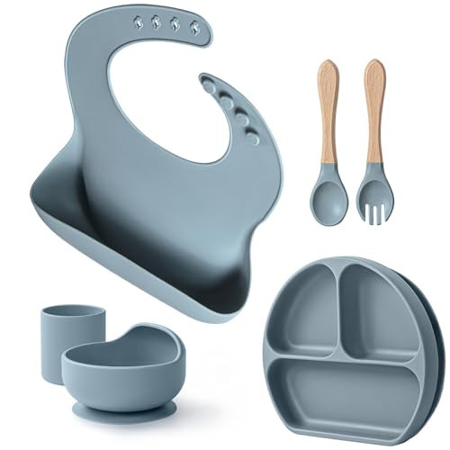 Willbetter 6pc No-Spill Silicone Feeding Set: Strong Suction Plate & Bowl, Self-Feeding Utensils, Bib, Cup | Food Grade BPA-Free, Dishwasher Safe | BLW & Toddler Essentials 6m+ | Amazon (US)