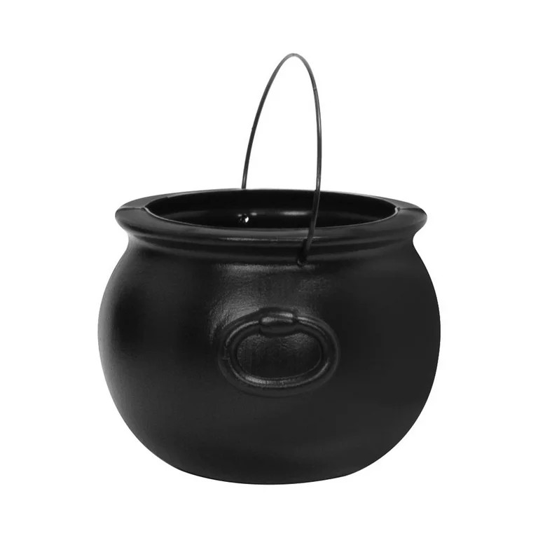 6.35" Black Small Cauldron Pail Halloween Trick-or-Treat Basket, Decor, by Way To Celebrate | Walmart (US)