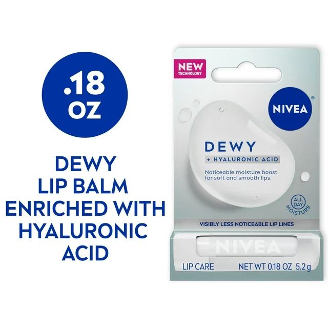 NIVEA Dewy Lip Care with Hyaluronic Acid Lip Balm, 0.18 oz Tube, Pack of 1 | Walmart (US)